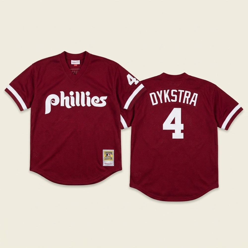 Mitchell & Ness Philadelphia Phillies Lenny Dykstra #4 1991 BP Mesh Jersey XL 48